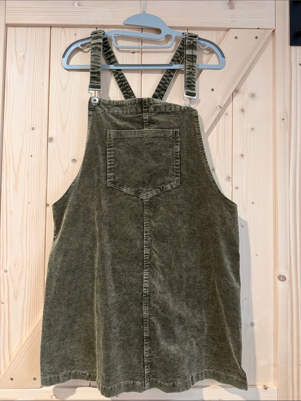 Peach Love California Olive Green Corduroy Pinafore Fall/Winter Dress